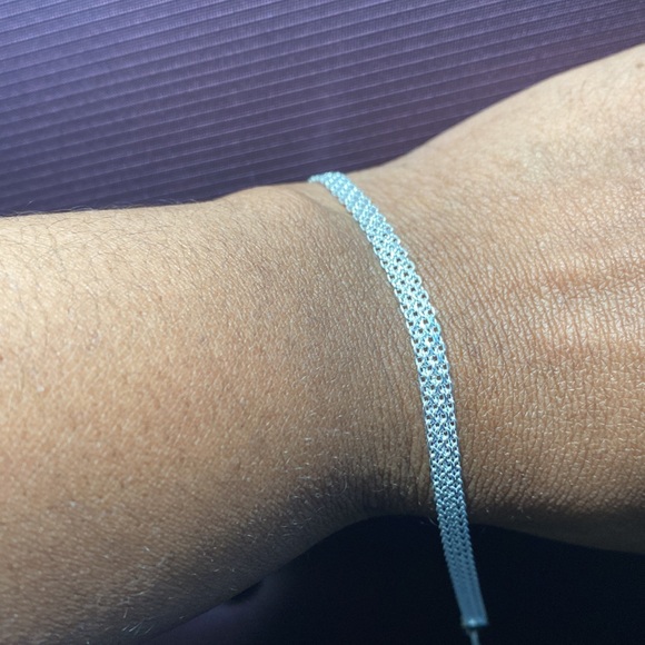 New 925 Real Sterling Silver Mesh Embossing Bracelet - Picture 3 of 6